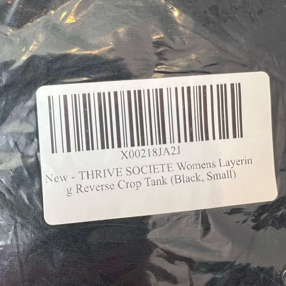 THRIVE SOCIETE Womens Layering Reverse Crop Tank (Black, Small) - Picture 5 of 5